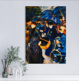 The Umbrellas - Painted by Pierre-Auguste Renoir - Circa. 1880. High Quality Polyester Cotton Canvas Print. Rolled Canvas Available in 3 Sizes - Small, Medium, or Large. Stretched Canvas Option Available in One (1) Large Size - 70cm.