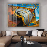 Crystal Porcelain Artwork - ‘Melting Clock’ Painted by Salvador Dali - Large Size - 80cm X 110cm Ready to Hang - Bold & Beautiful Design Statement.
