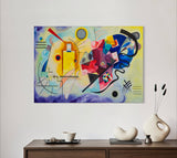 Red, Blue - Painted by Wassily Kandinsky- Circa. 1925. High Quality Polyester Cotton Canvas Print. Rolled Canvas Available in 4 Sizes - Small, Medium, or X Large. Stretched Canvas Option Available in One (1) Large Size - 70cm.