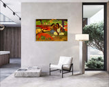 Arearea - Painted by Paul Gauguin - Circa. 1892. High Quality Polyester Cotton Canvas Print. Ready to be Framed or Mounted. Available in One Large Size. 70cm X 100cm. Stretched Canvas Option Available in One (1) Large Size - 70cm x 100cm.