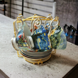 Exquisite Vincent Van Gogh 'Bone China & Gold' Tea/Coffee Set - European Masters Classic Vincent Van Gogh Famous Artworks and Designs to Exude Style and Elegance for Every Occasion.