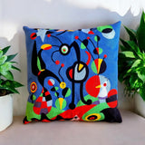 Cubist Dream Artwork By Miro - EMBROIDED COTTON Cushion Cover - Large 50cm Size. Suitable for Luxurious Indoor Settings.