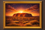 Uluru “Ancient, Powerful, and Timeless in the Australian Landscape.”. Premium Gold Patinated Frame. Ready to Hang! Stunning Designer Statement! Available in 2 Sizes - Small & Large.