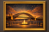 Sydney Harbour Bridge “An Icon of Strength, Connection, and Enduring Presence.” Premium Gold Patinated Frame. Ready to Hang! Stunning Designer Statement! Available in 2 Sizes - Small & Large.