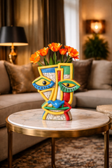 Cubist Muses Hand Made Ceramic Sculpture Flower Vase - Inspired by Pablo Picasso Cubist Design - 20cm Height