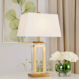 ‘Saarinen’ Solid Glass & Gold Brass Table Lamp