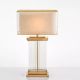 ‘Kjaerholm’ Gold Brass & Glass Table Lamp