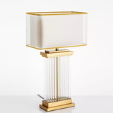 ‘Kjaerholm’ Gold Brass & Glass Table Lamp