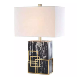 ‘Breuer’ Black Marble & Gold Brass Lace Table Lamp