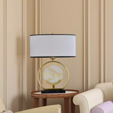 ‘Perriand’ White Marble & Gold Brass Pendant Table Lamp