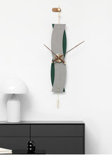 EM Collection - ‘Nelson Grey’ Art Deco Wall Clock with Pendulum 120cm Length