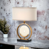 ‘Perriand’ White Marble & Gold Brass Pendant Table Lamp