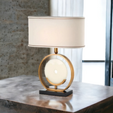 ‘Perriand’ White Marble & Gold Brass Pendant Table Lamp