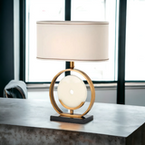 ‘Perriand’ White Marble & Gold Brass Pendant Table Lamp