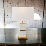 ‘Knoll’ White Marble Table Lamp