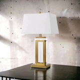 ‘Saarinen’ Solid Glass & Gold Brass Table Lamp
