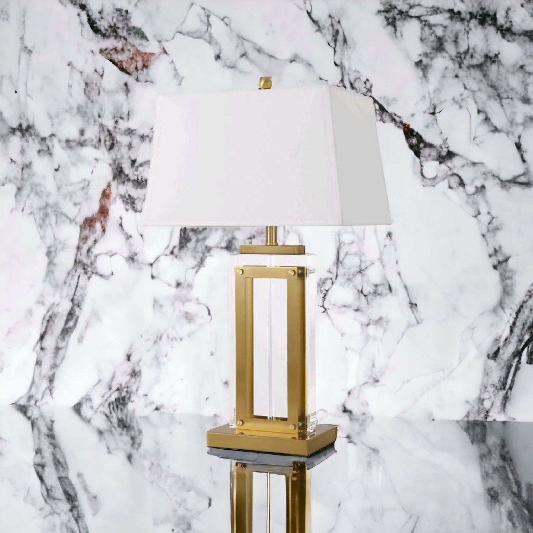 ‘Saarinen’ Solid Glass & Gold Brass Table Lamp