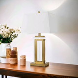 ‘Saarinen’ Solid Glass & Gold Brass Table Lamp