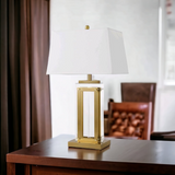‘Saarinen’ Solid Glass & Gold Brass Table Lamp