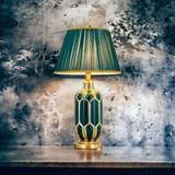 ‘Armani’ Green & Gold Traditional Ceramic Table Lamp