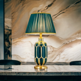 ‘Armani’ Green & Gold Traditional Ceramic Table Lamp