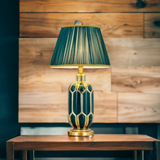‘Armani’ Green & Gold Traditional Ceramic Table Lamp