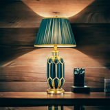 ‘Armani’ Green & Gold Traditional Ceramic Table Lamp