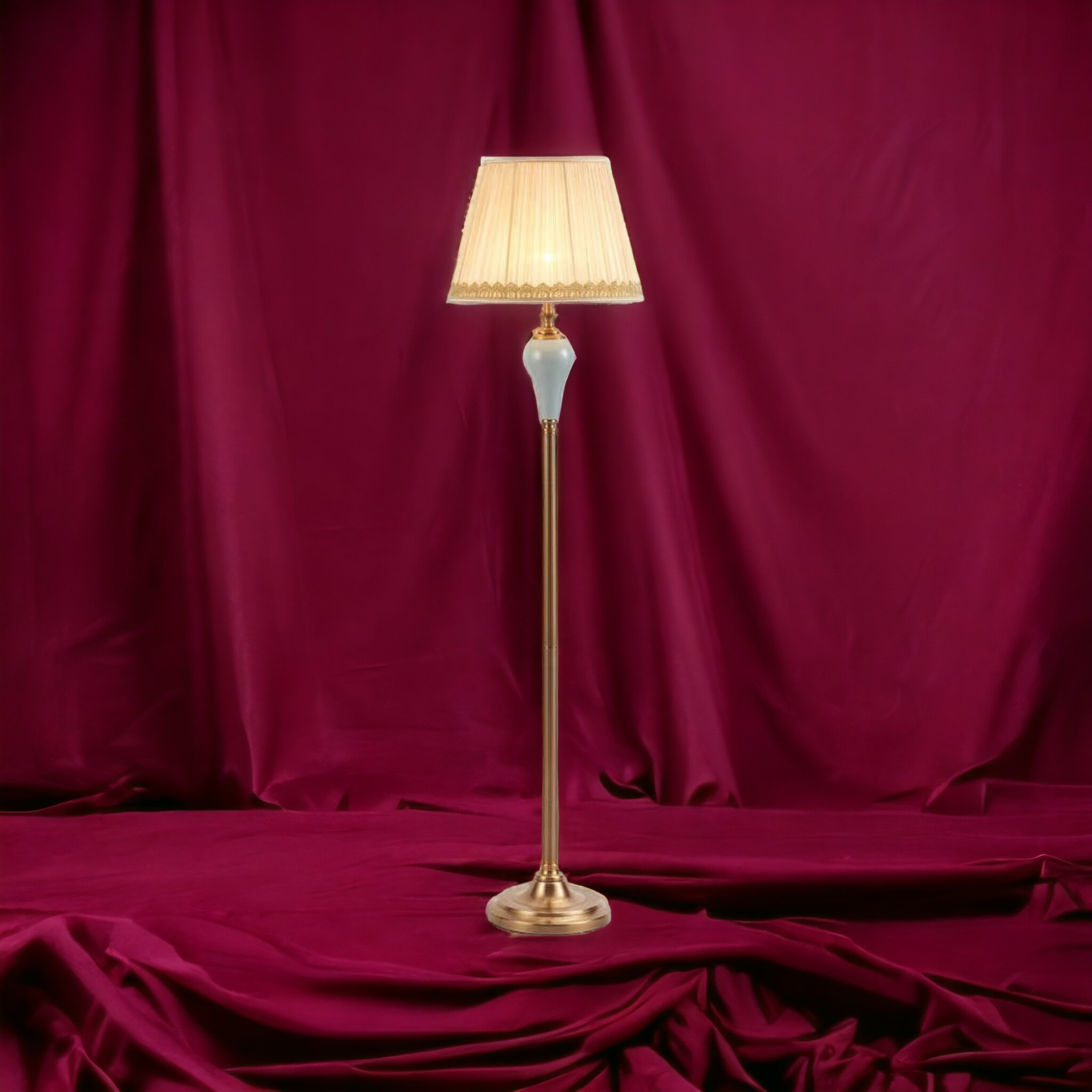 ‘Givenchy’ Sky Blue & Gold Ceramic Floor Lamp
