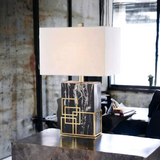 ‘Breuer’ Black Marble & Gold Brass Lace Table Lamp