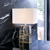 ‘Breuer’ Black Marble & Gold Brass Lace Table Lamp