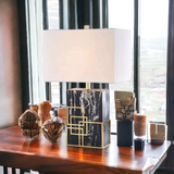 ‘Breuer’ Black Marble & Gold Brass Lace Table Lamp