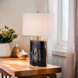 ‘Bertoia’ Black Marble & Gold Brass Table Lamp