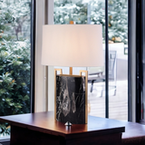 ‘Bertoia’ Black Marble & Gold Brass Table Lamp