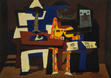 The Three Musicians - Painted by Pablo Picasso - Circa. 1921. High Quality Polyester Cotton Canvas Print. Ready to be Framed or Mounted. Available in 3 Sizes - Small - Medium or Large.