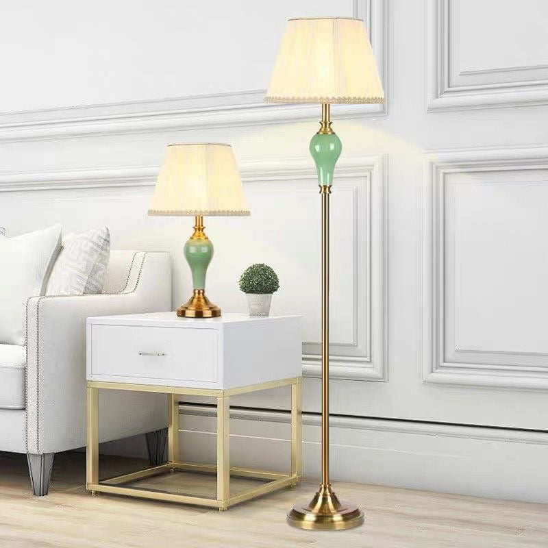 ‘Givenchy’ Sky Blue & Gold Ceramic Floor Lamp