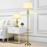 ‘Givenchy’ Sky Blue & Gold Ceramic Floor Lamp