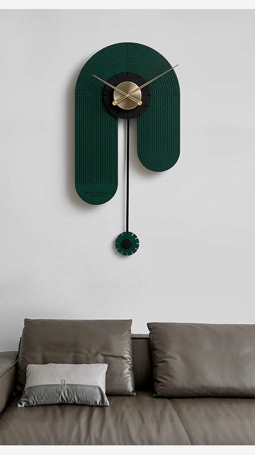 EM Collection - ‘Risom Green’ Classical Wall Clock with Pendulum 76cm Length
