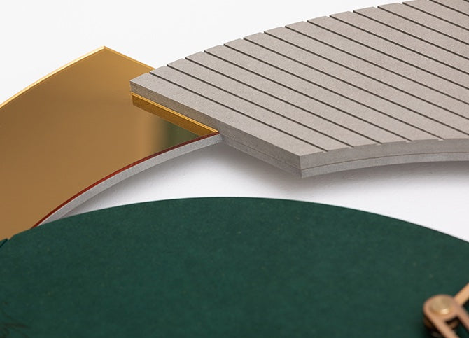 EM Collection - 'Alexandra Green’ Contemporary Wall Clock & Gold Mirror 60cm Length
