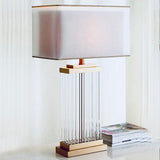‘Kjaerholm’ Gold Brass & Glass Table Lamp