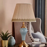 ‘Givenchy’ Sky Blue & Gold Ceramic Table Lamp