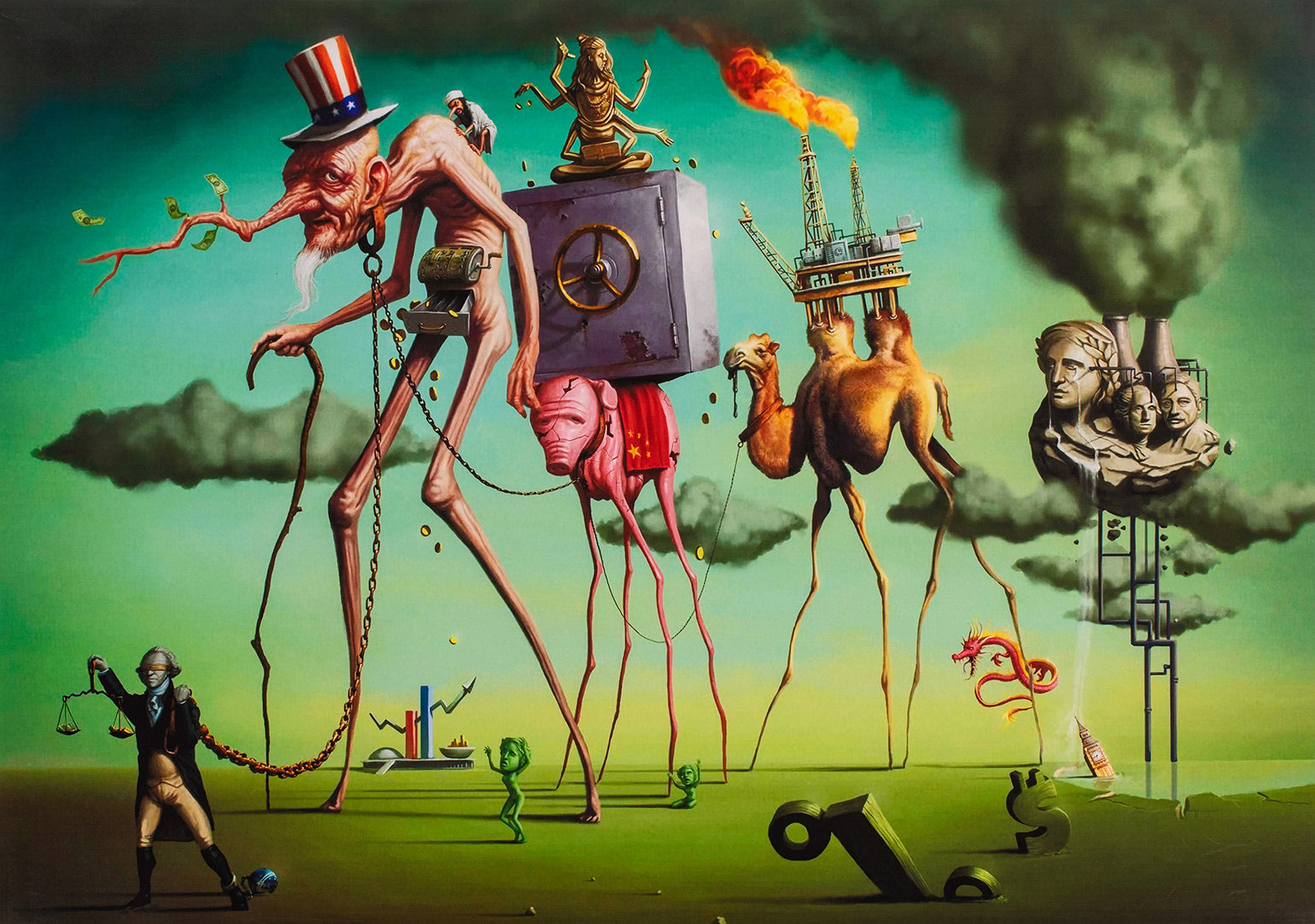 The American Dream - Painted by Salvador Dali - Circa. 1931. High Quality Polyester Cotton Canvas Print. Ready to be Framed or Mounted. Available in 3 Sizes - Small - Medium or Large.