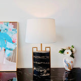 ‘Bertoia’ Black Marble & Gold Brass Table Lamp