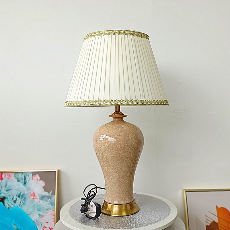‘Pelli’ Beige and Gold Classical Ceramic Table Lamp koi
