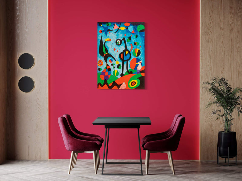 Birds - Painted by Joan Miro - Circa. 1938. High Quality Polyester Cotton Canvas Print. Ready to be Framed. Available in One Large Size. 70cm X 100cm. Stretched Canvas Option Available in One (1) Large Size - 70cm x 100.