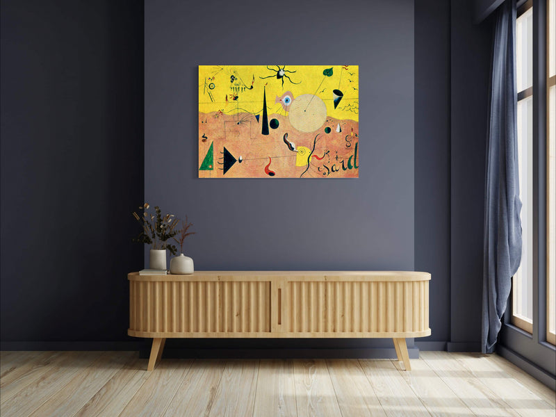 Catalan Landscape - Painted by Joan Miro - Circa. 1924. High Quality Polyester Cotton Canvas Print. Ready to be Framed or Mounted. Available in One Large Size. 70cm X 100cm. Stretched Canvas Option Available in One (1) Large Size - 70cm x 100cm.