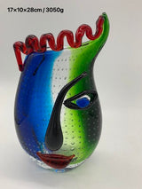 Art Deco “Glass of Absinthe” Hand Blown Murano Style 'Zibo' Glass Sculptured Flower Vase - Inspired by Pablo Picasso Cubist Design - 28cm Height. Stunning Designer Statement.