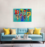 Four Figures on Three Squares - Painted by Wassily Kandinsky - Circa. 1943. High Quality Polyester Cotton Canvas Print. Ready to be Framed. Available in Two Sizes - 40cm X 60cm & 70cm x 100cm.