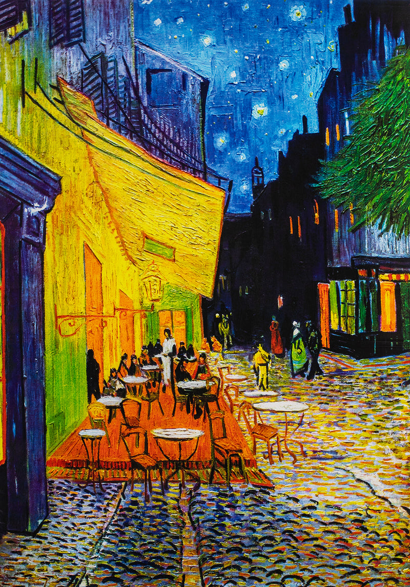 Cafe Terrace at Night - Painted by Vincent Van-Gogh - Circa. 1888. High Quality Polyester Cotton Canvas Print. Rolled Canvas Available in 3 Sizes - Small, Medium, or Large. Stretched Canvas Option Available in One (1) Large Size - 70cm x 100cm.