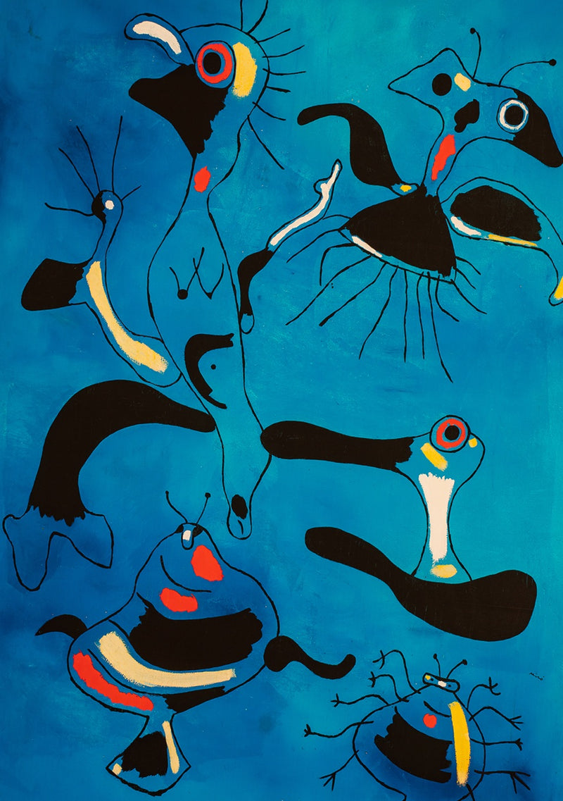 Birds and Insects - Painted by Joan Miro - Circa. 1938. High Quality Polyester Cotton Canvas Print. Ready to be Framed. Available in One Large Size. 70cm X 100cm.