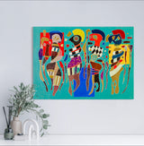 Four Figures on Three Squares - Painted by Wassily Kandinsky - Circa. 1943. High Quality Polyester Cotton Canvas Print. Ready to be Framed. Available in Two Sizes - 40cm X 60cm & 70cm x 100cm.